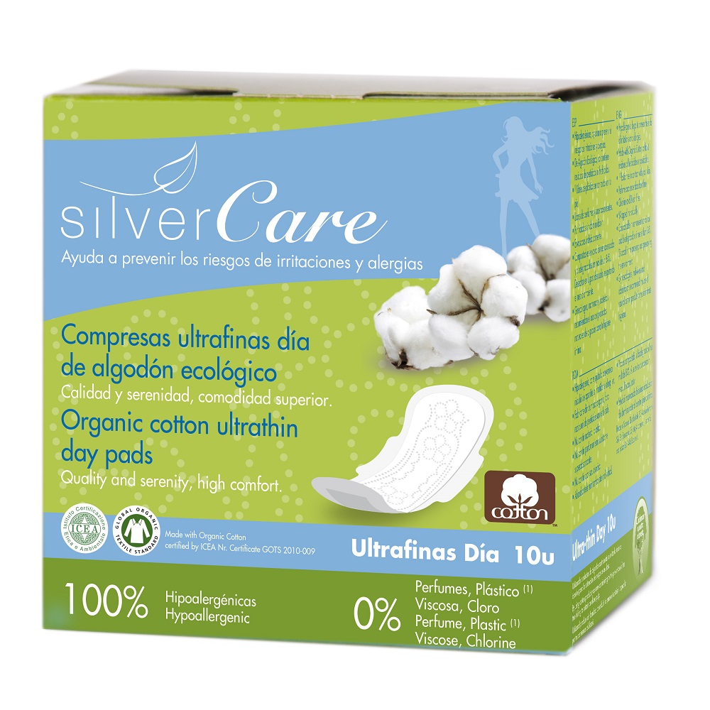 38074101687250371 Silver Care ultracienkie bawełniane podpaski na dzień ze skrzydełkami z bawełny organicznej 10szt - obrazek 1