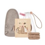 Namaste zestaw Skin Smoothing rękawica peelingująca + Moon Pads waciki do twarzy 3szt. + woreczek do prania + kosmetyczka