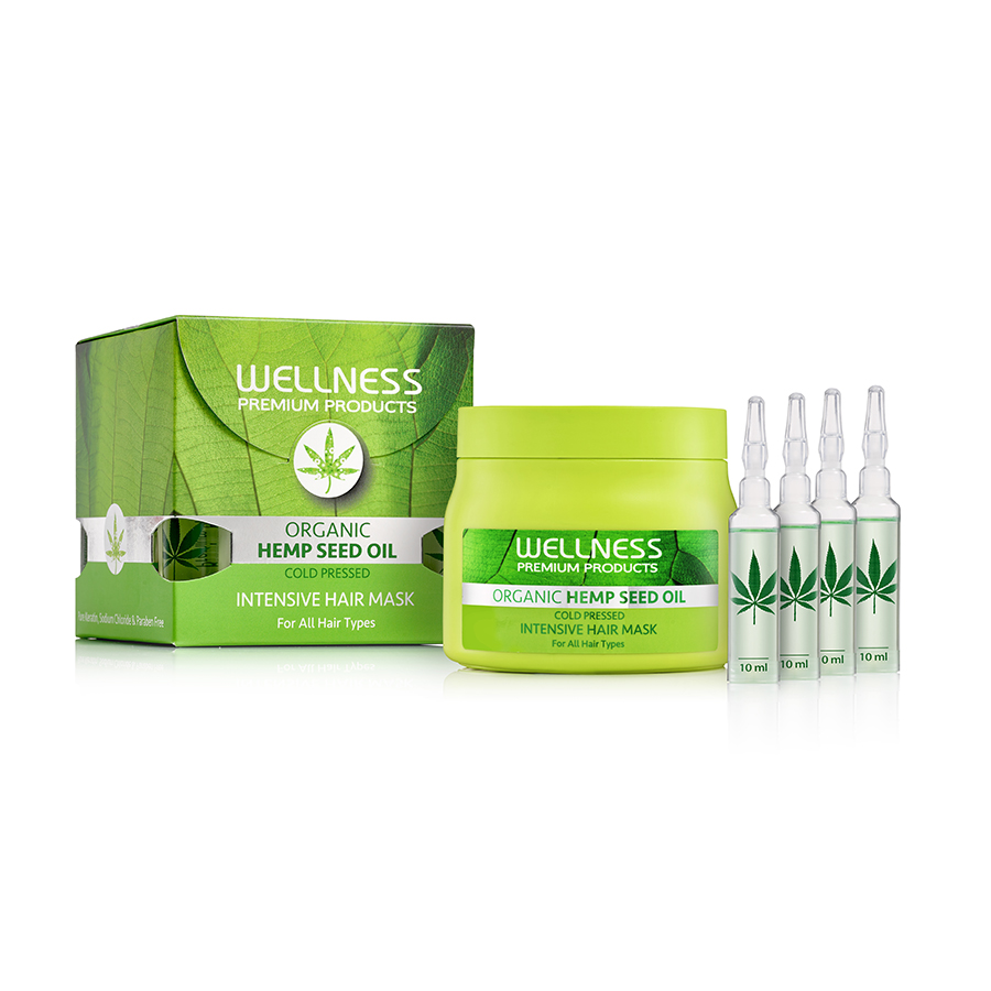 39007351642146532 Organic Hemp Seed Oil Intensive Hair Mask intensywnie regenerująca maska do włosów 500ml + ampułki 4szt - obrazek 1