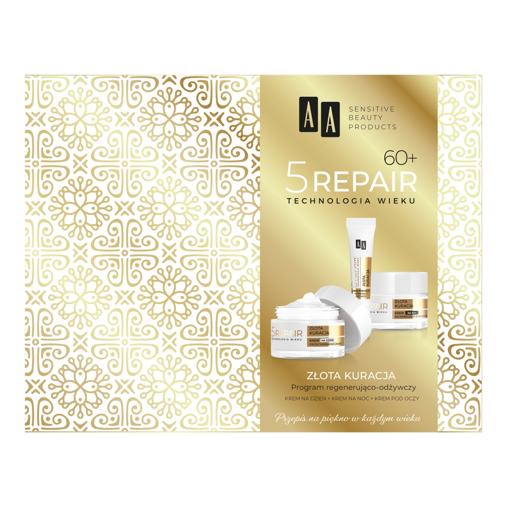 39098911697799205 Technologia Wieku 5Repair 60+ Złota Kuracja zestaw krem na dzień 50ml + krem na noc 50ml + krem pod oczy 15ml - obrazek 1