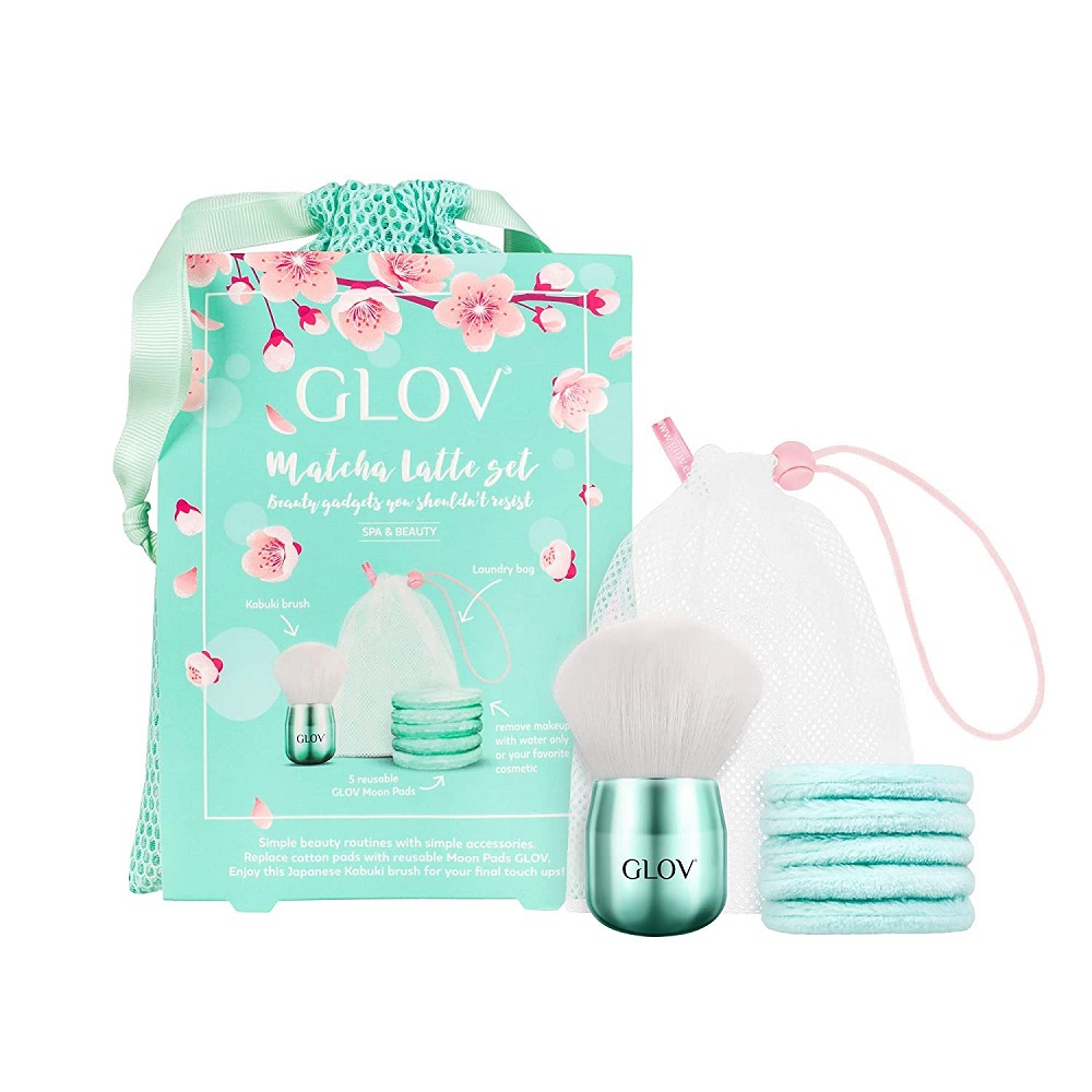 39349291675971443 Matcha Latte zestaw Moon Pads waciki do demakijażu 5szt + Kabuki Brush pędzel do makijażu + woreczek - obrazek 1