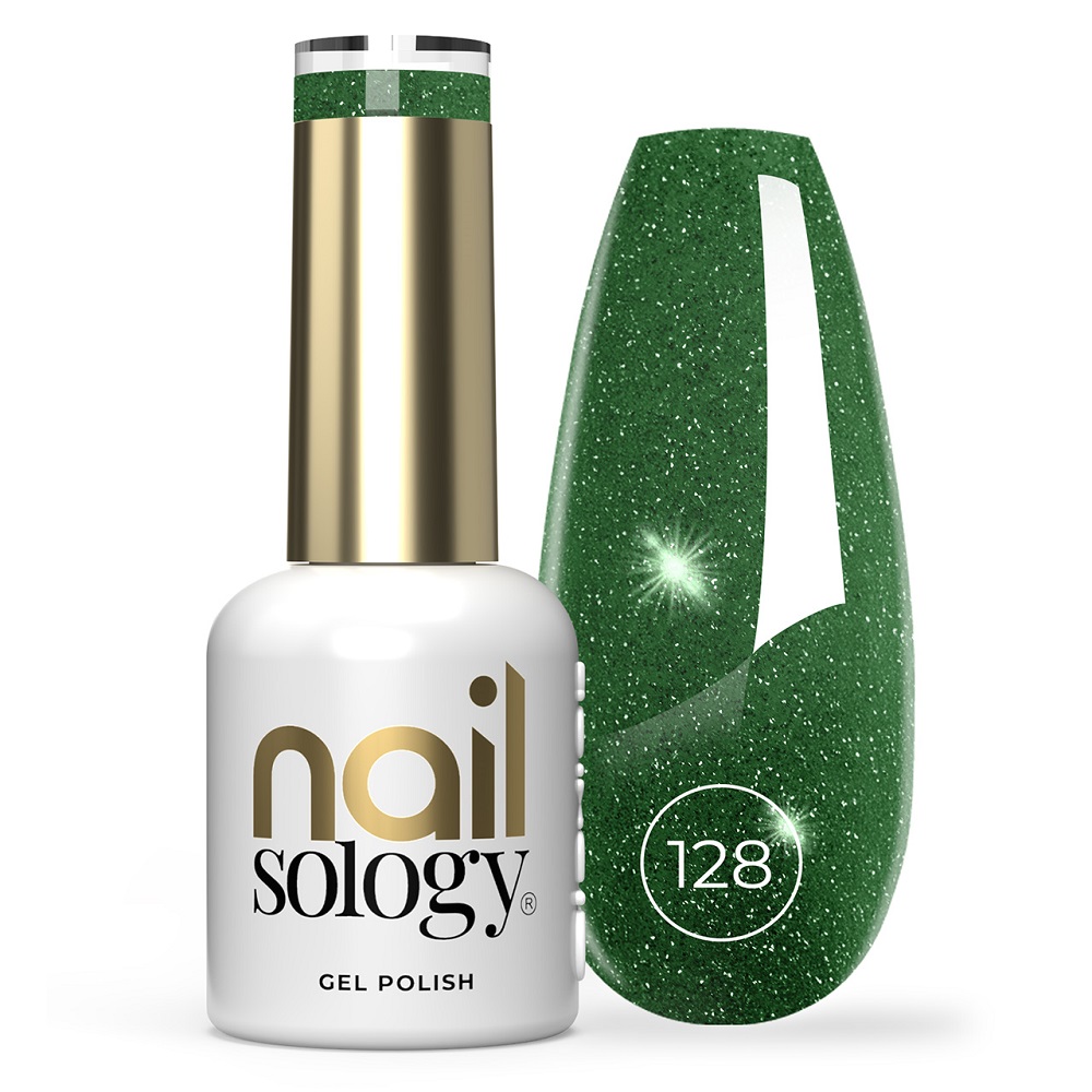 3936141766089944 Nailsology lakier hybrydowy z brokatem 128 Green Twilight 8ml - obrazek 1