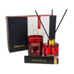 Red Baccarat zestaw dyfuzor zapachowy 120ml + świeca zapachowa 170g + zapałki