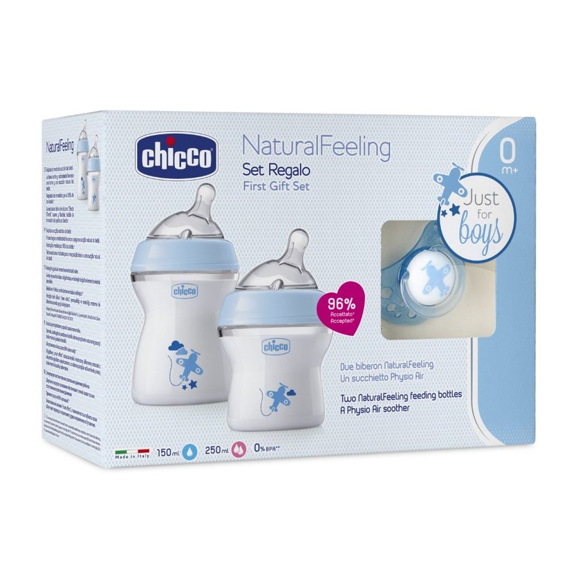39948921663164819 NaturalFeeling zestaw do karmienia butelka 150ml 0m+ + butelka 250ml 2m+ + smoczek PhysioForma Comfort 0m+ Niebieski - obrazek 1