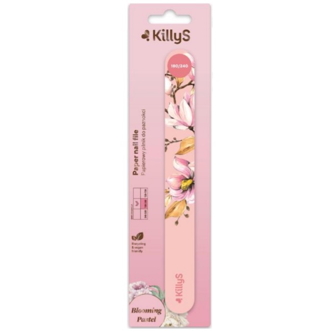 40117461628571962 Blooming Pastel Paper Nail File papierowy pilnik do paznokci prosty 180/240 Brzoskwiniowy - obrazek 1