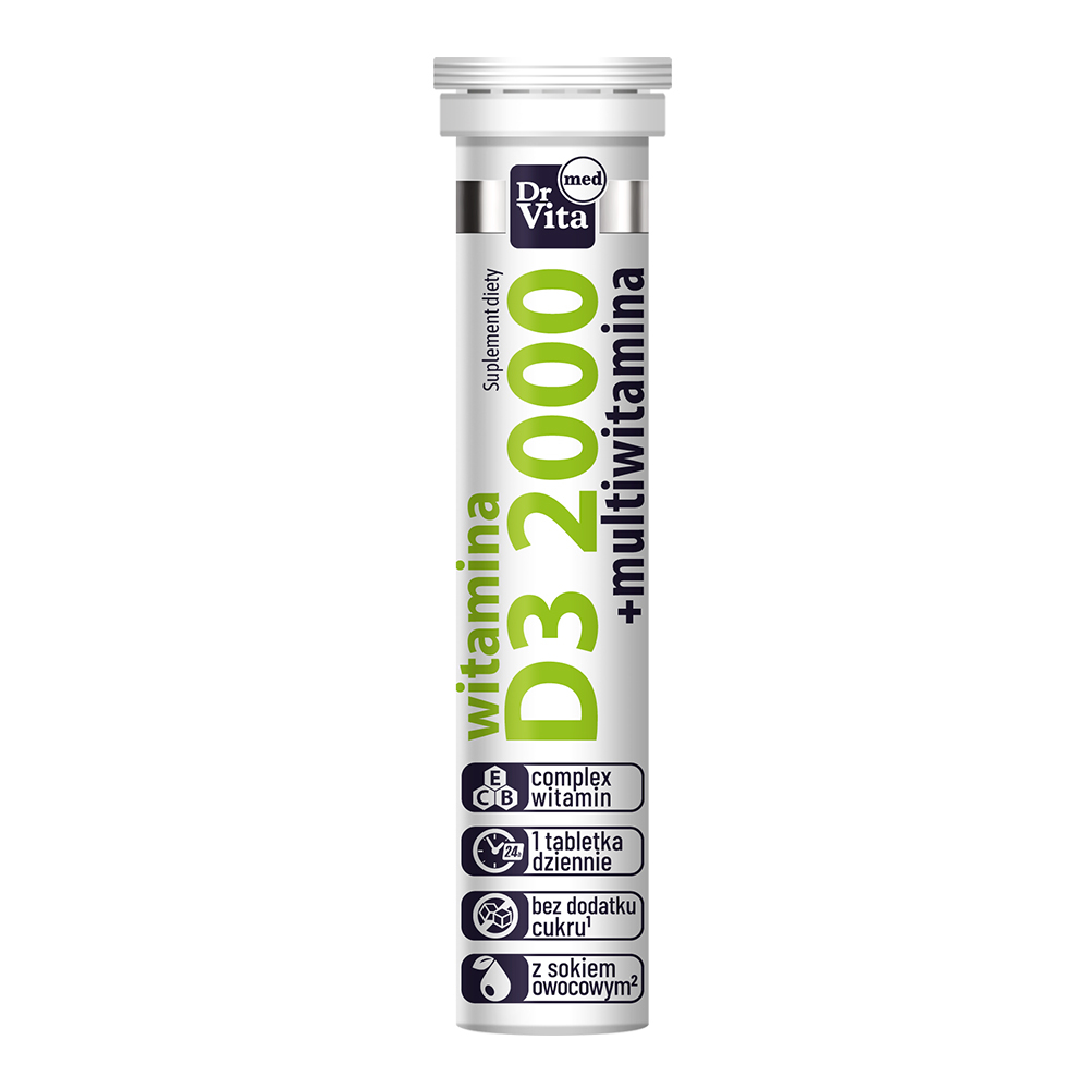40286851697220478 Witamina D3 2000 j.m z sokiem suplement diety 20 tabletek musujących - obrazek 1