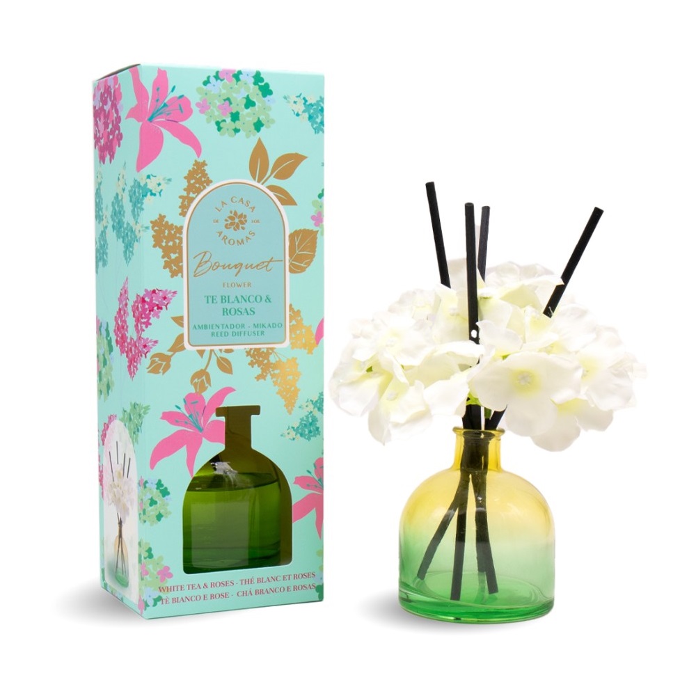 40381641718174618 Flower Bouquet patyczki zapachowe Biała Herbata & Róże 170ml - obrazek 1