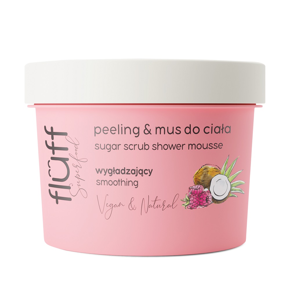 40384341657703937 Sugar Scrub Shower Mousse wygładzający peeling & mus do ciała Malina i Kokos 200ml - obrazek 1