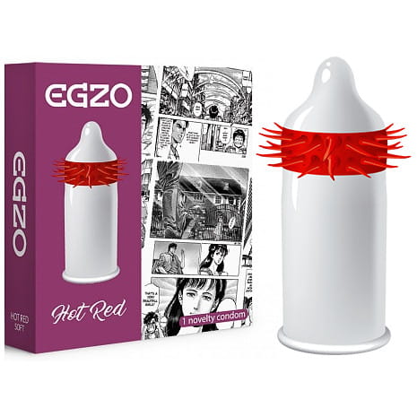 40514511628746342 Hot Red prezerwatywa z pieszczącymi kolcami Soft 1szt. - obrazek 1