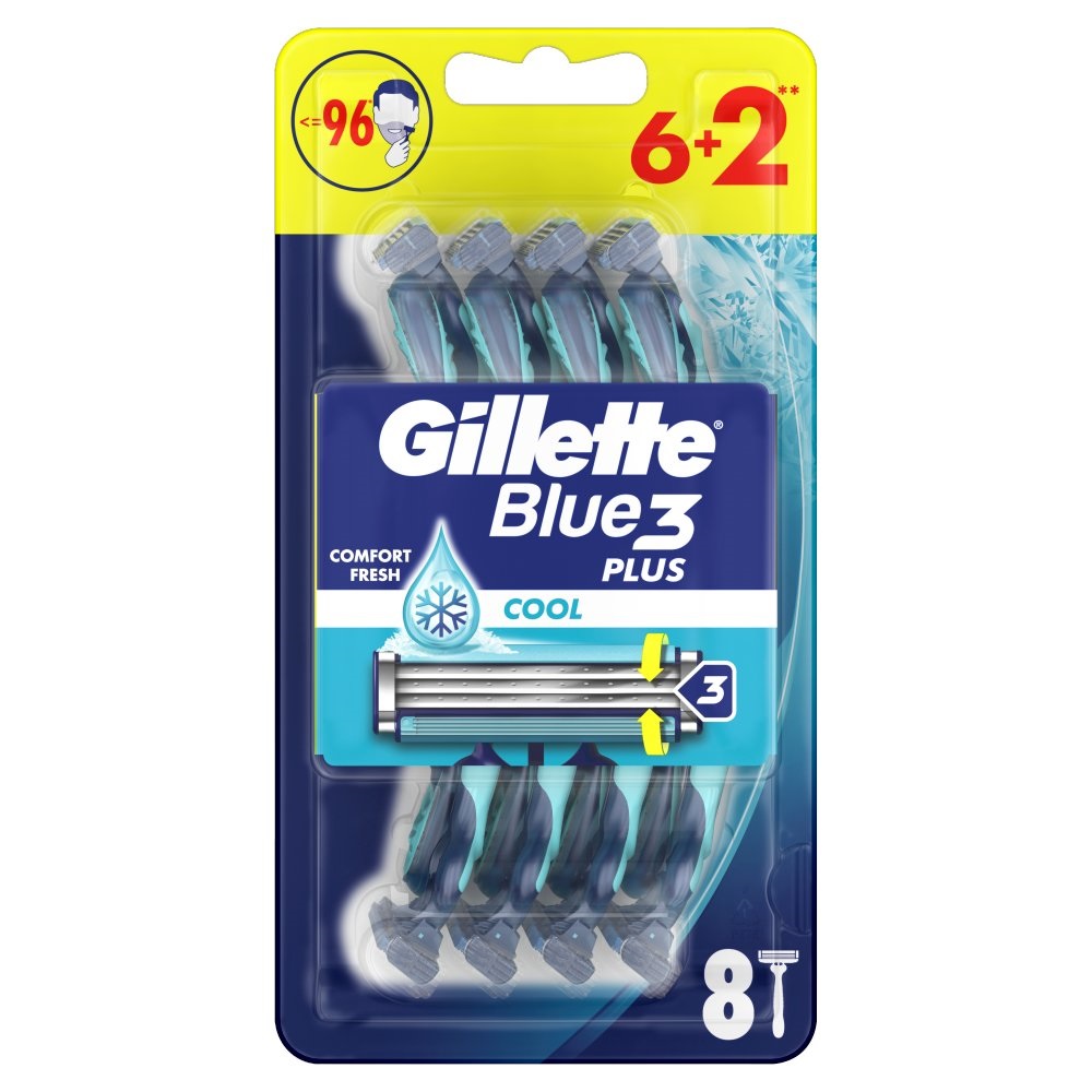 40609091696506469 Blue 3 Plus Cool jednorazowe maszynki do golenia 8 szt. - obrazek 1