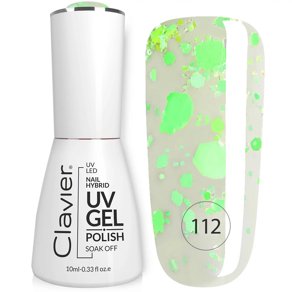 4068951697778638 Luxury lakier hybrydowy z drobinkami holograficznymi 112 Bubbly Green 10ml - obrazek 1