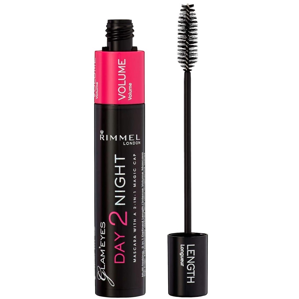40715641676360510 Glam Eyes Day 2 Night wydłużający i pogrubiający tusz do rzęs 2w1 001 Black 9.5ml - obrazek 1
