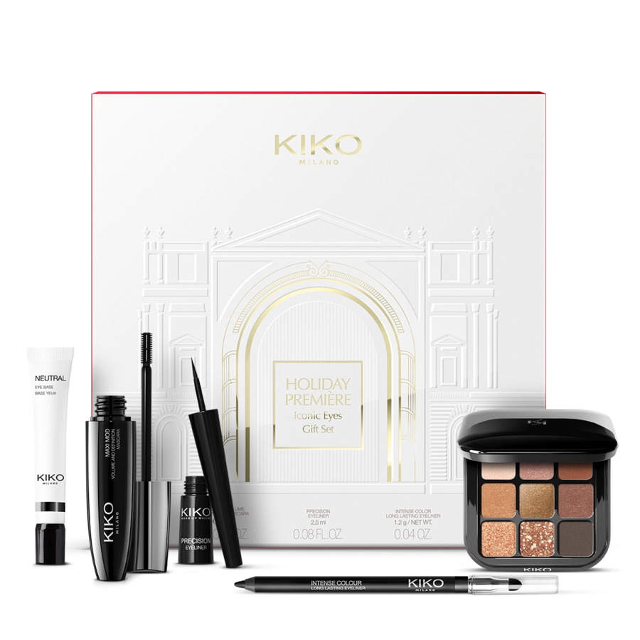40736351698165465 Holiday Première Iconic Eyes Gift Set zestaw baza pod cienie 10ml + płynny eyeliner w kałamarzu 2.5ml + kredka do oczu 16 1.2g + paletka cieni do powiek 02 2.5g + tusz do rzęs 12ml - obrazek 1