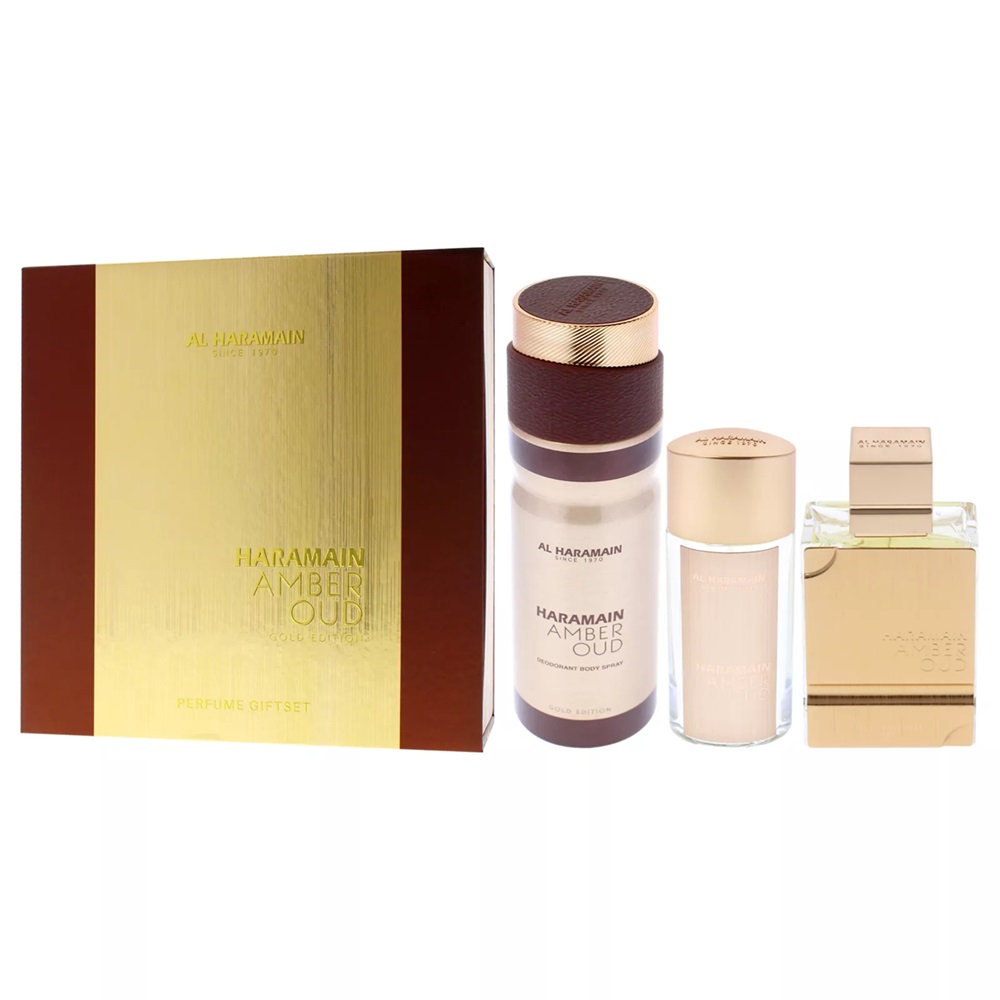 41105691744026108 Amber Oud Gold Edition zestaw woda perfumowana spray 75ml + woda perfumowana spray 30ml + dezodorant spray 200ml - obrazek 1