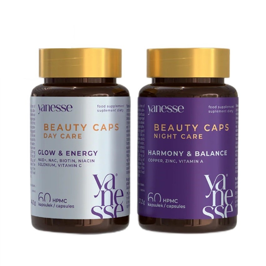 41496361762512249 Yanesse Beauty Caps Day & Night formuła na dzień i na noc dla włosów skóry i paznokci suplement diety 2x60 kapsułek - obrazek 1