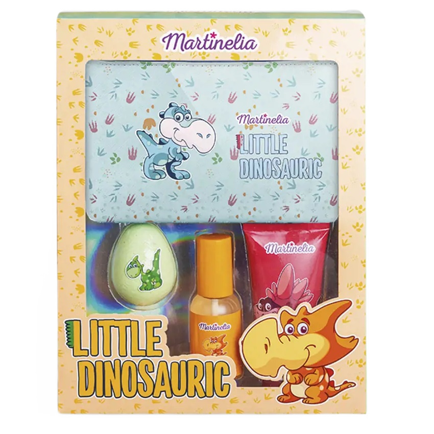 41565241710504461 Little Dinosauric Bag Set zestaw żel pod prysznic 100ml + mgiełka do ciała 50ml + bomba do kąpieli 70g + kosmetyczka - obrazek 1