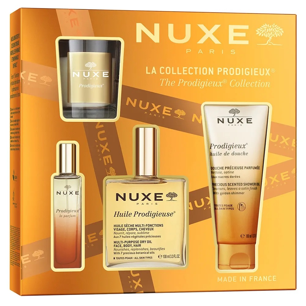 41782681761653850 The Prodigieux Collection zestaw suchy olejek regenerujący 100ml + perfumy 15ml + olejek pod prysznic 100ml + świeca zapachowa 60g - obrazek 1