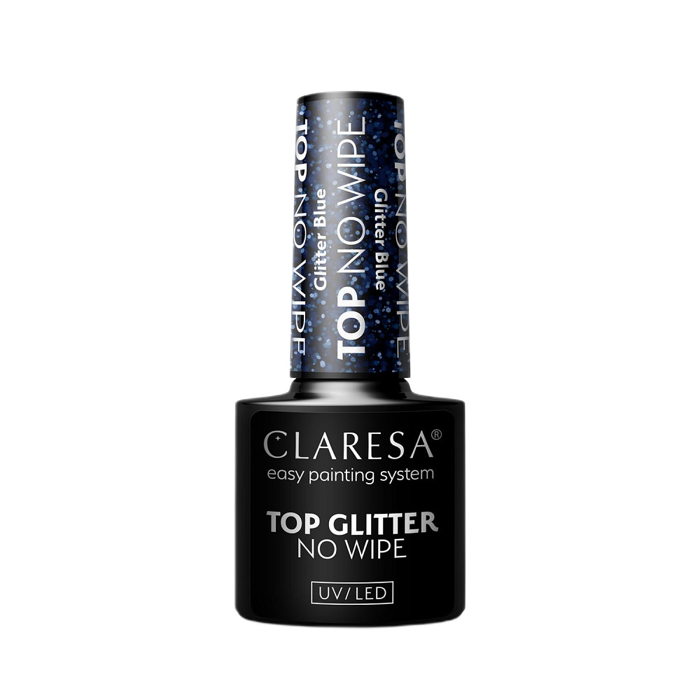 4235441713439523 Top Glitter No Wipe top hybrydowy z brokatowym pyłem Glitter Blue 5g - obrazek 1