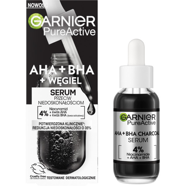 42869221662639456 Pure Active serum przeciw niedoskonałościom AHA + BHA + Węgiel 30ml - obrazek 1