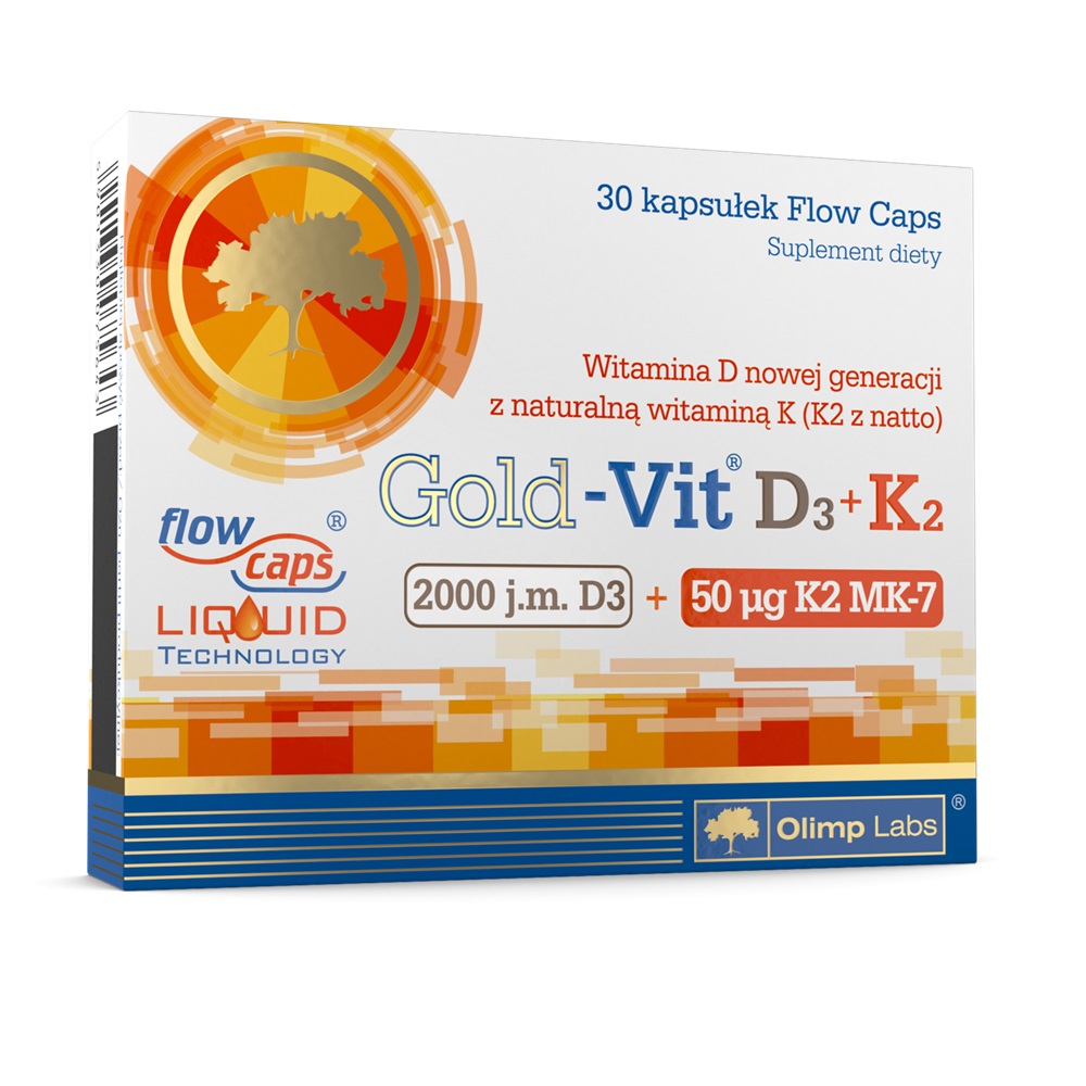 42934271743057609 Gold-Vit D3 + K2 w oleju lnianym suplement diety 30 kapsułek - obrazek 1