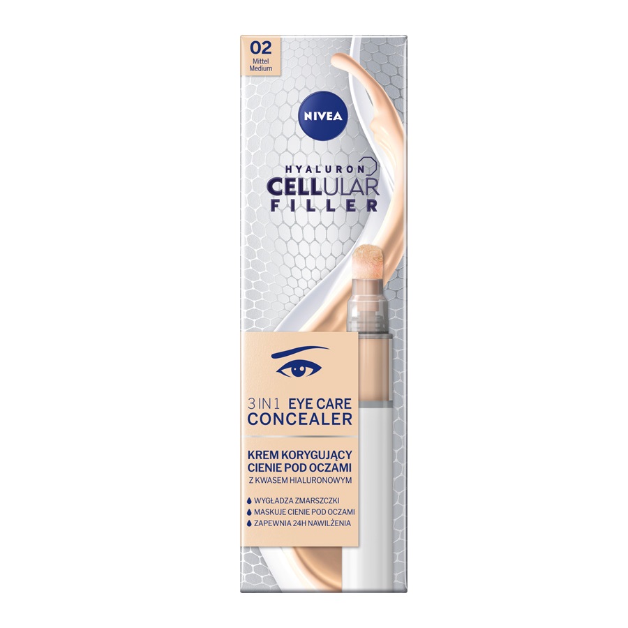 43244001662468327 Hyaluron Cellular Filler 3In1 Eye Care Concealer krem korygujący cienie pod oczami 02 Medium 4ml - obrazek 1