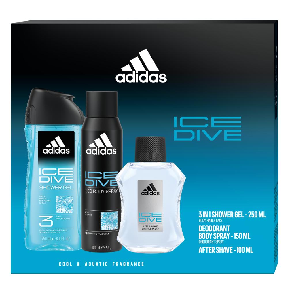 43263921741344739 Ice Dive zestaw woda po goleniu 100ml + dezodorant spray 150ml + żel pod prysznic 250ml - obrazek 1