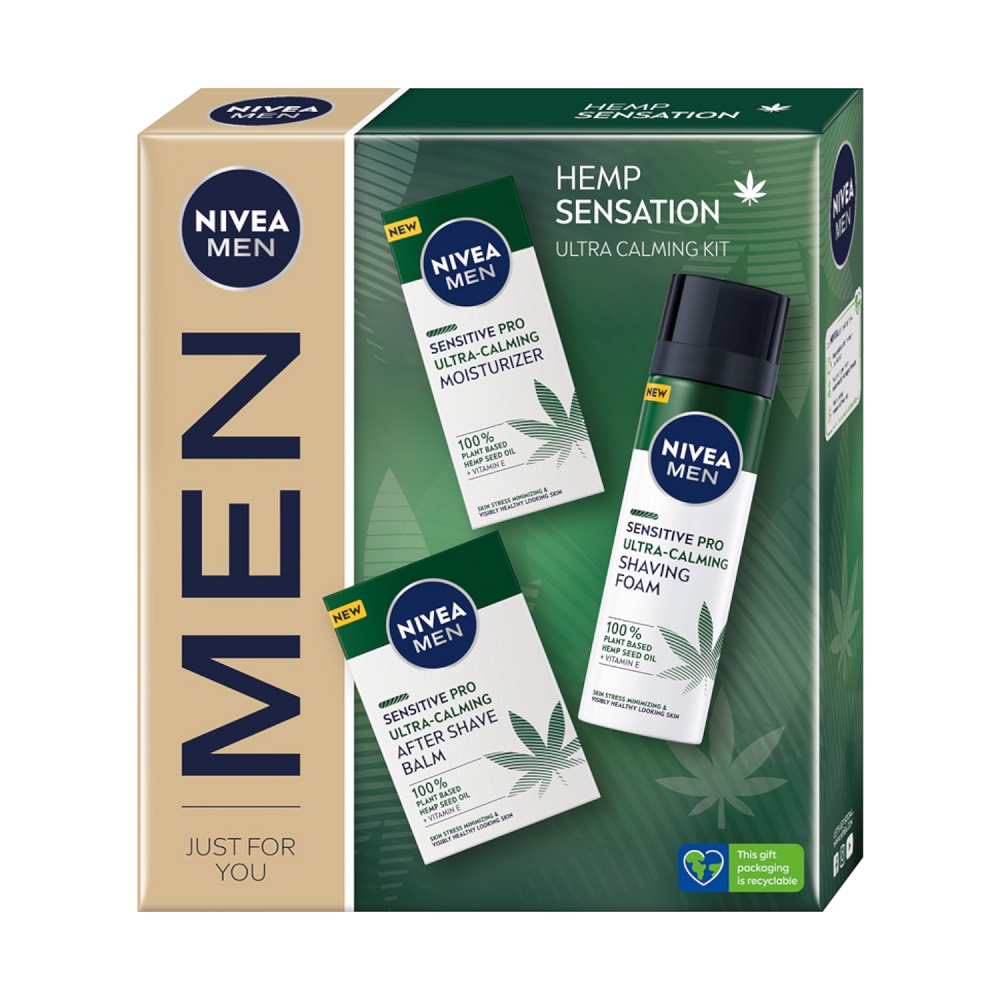 Created with GIMP Men Hemp Sensation zestaw balsam po goleniu 100ml + pianka do golenia 200ml + krem nawilżający 75ml - obrazek 1