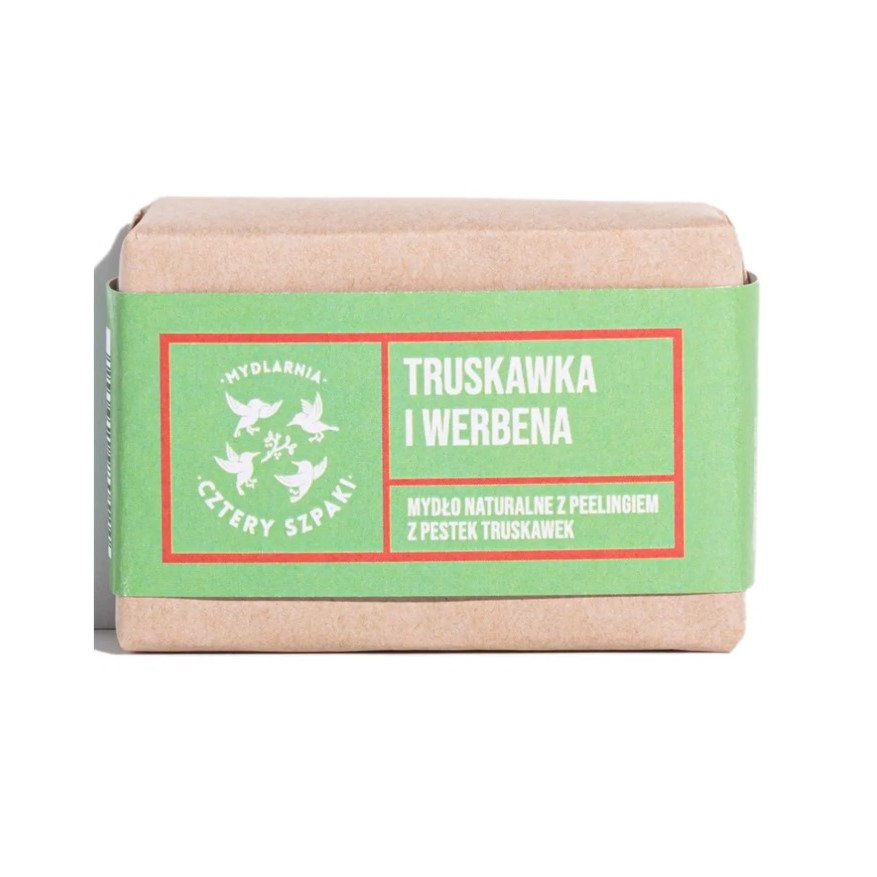 4373121712124328 Naturalne mydło peelingujące w kostce Truskawka i Werbena 110g - obrazek 1