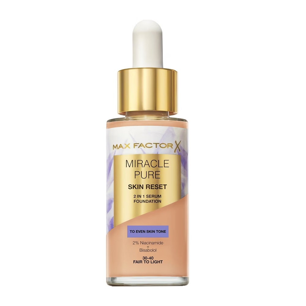 43769381733246414 Miracle Pure 2w1 Skin Reset pielęgnujący podkład z serum o wegańskiej formule 30-40 Fair to Light 30ml - obrazek 1
