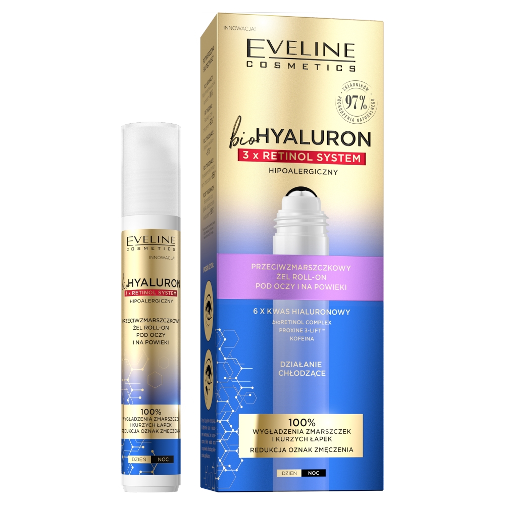 44348411698674700 BioHyaluron 3 x Retinol przeciwzmarszczkowy żel roll-on pod oczy i na powieki 15ml - obrazek 1