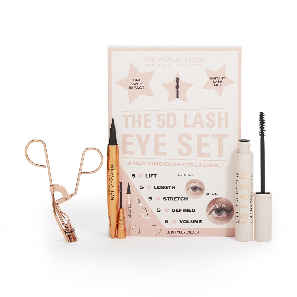 44856271667814467 The 5D Lash Eye Set zestaw Lift & Define 5D Lash Mascara tusz do rzęs + Renaissance Flick eyeliner w pisaku + Rose Gold Eyelash Curlers zalotka do rzęs - obrazek 1