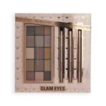 Glam Eyes Makeup Gift Set zestaw Reloaded Eyeshadow Palette paleta cieni do powiek + Eyeshadow Brushes pędzle do makijażu 3szt