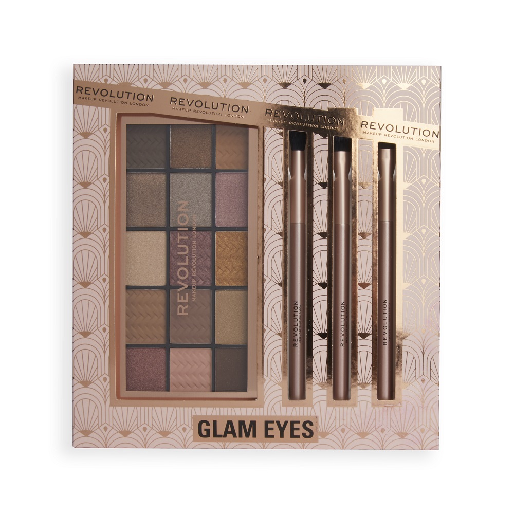 44894861669273339 Glam Eyes Makeup Gift Set zestaw Reloaded Eyeshadow Palette paleta cieni do powiek + Eyeshadow Brushes pędzle do makijażu 3szt - obrazek 1