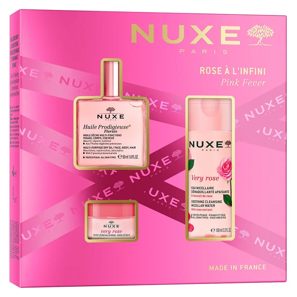 45178231761653976 Pink Fever zestaw suchy olejek regenerujący 50ml + łagodząca woda micelarna 3w1 100ml + różany balsam do ust 15g - obrazek 1