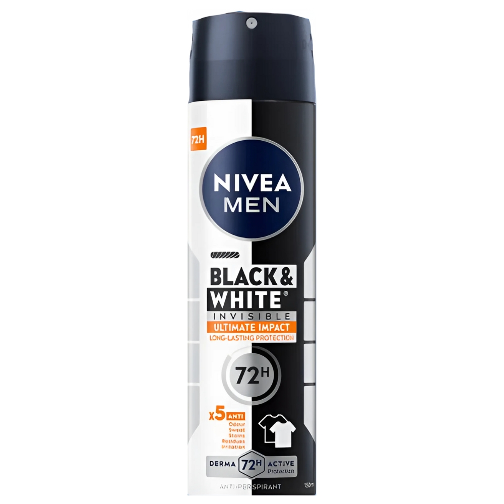 46228081753968959 Men Black&White Invisible Ultimate Impact antyperspirant spray 150ml - obrazek 1