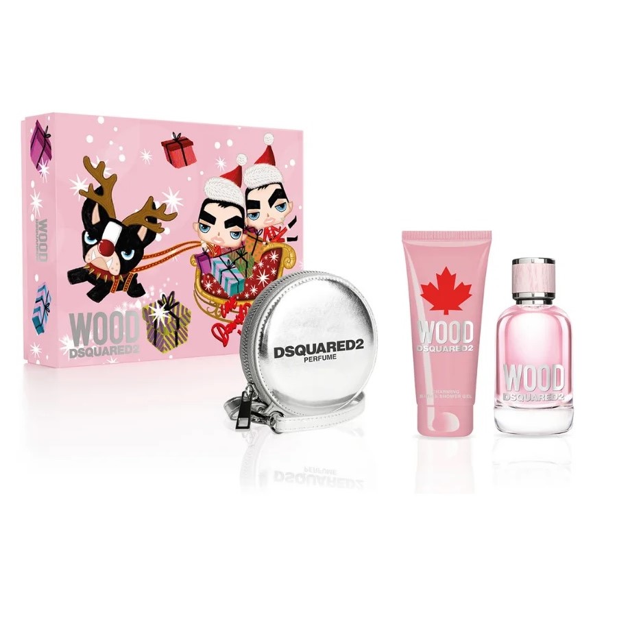 47098711741602649 Wood Pour Femme zestaw woda toaletowa spray 100ml + żel pod prysznic 100ml + portfel - obrazek 1