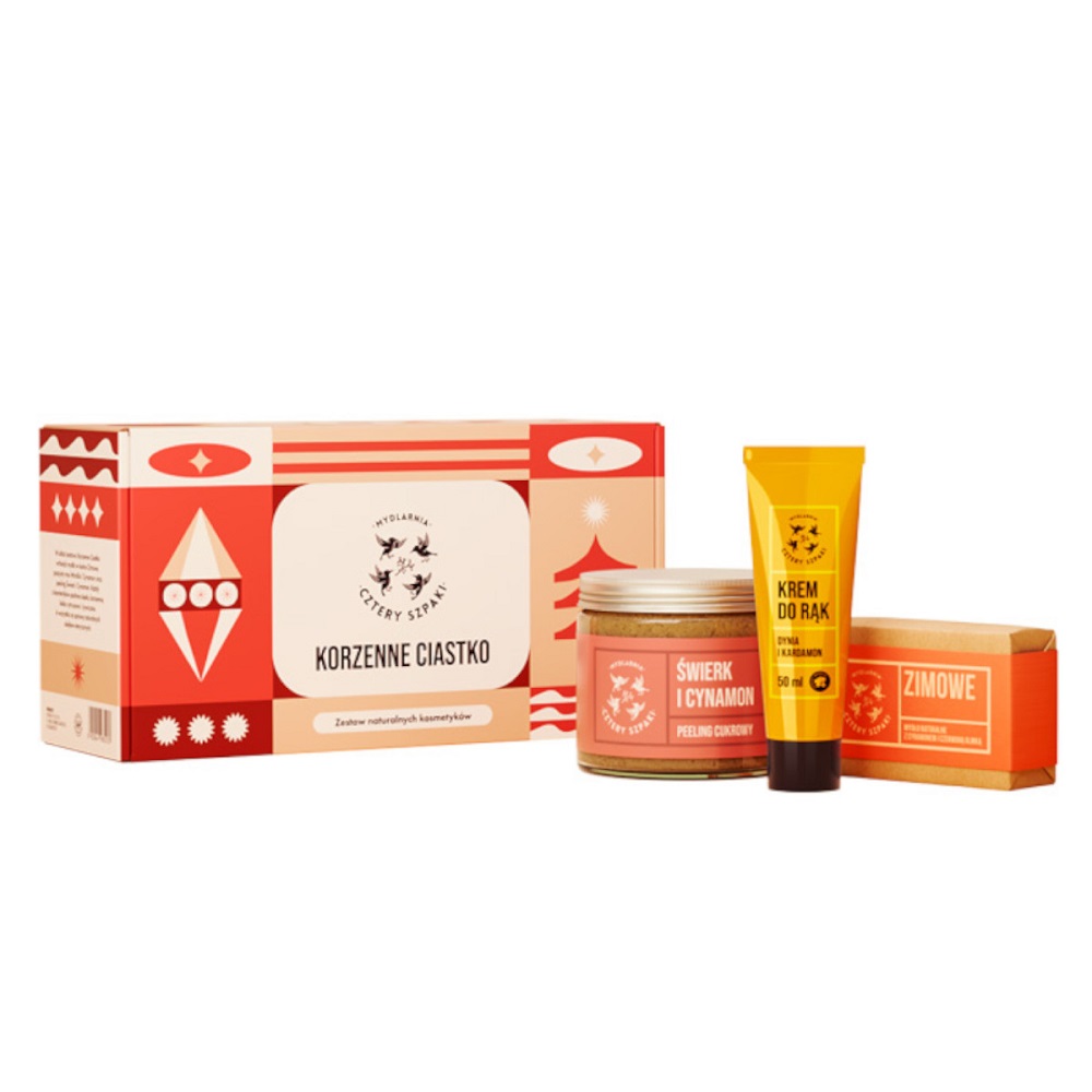 47234461732607463 Korzenne Ciastko zestaw cukrowy peeling do ciała 250ml + krem do rąk 50ml + mydło w kostce 110g - obrazek 1