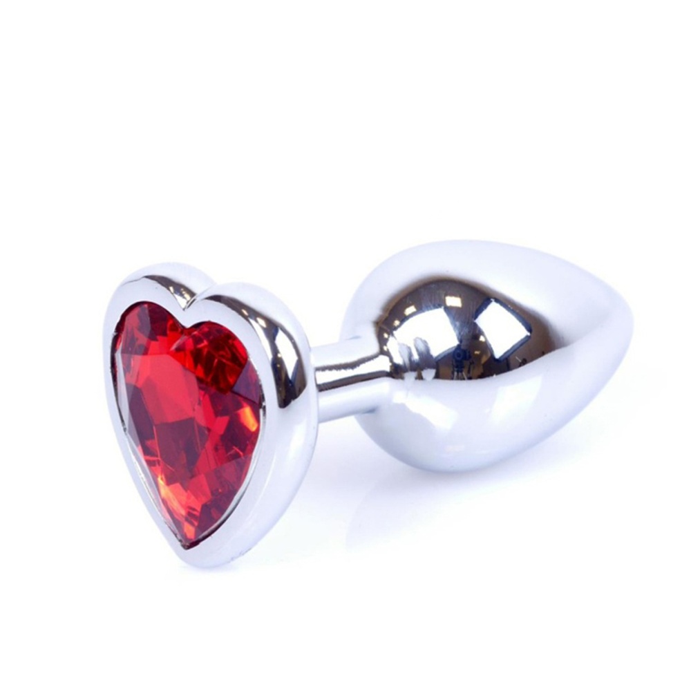 47436121778220121 Butt Plug Collection Jewellery Heart metalowy korek analny Silver Red - obrazek 1