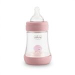 Perfect5 butelka antykolkowa ze smoczkiem silikonowym przepływ wolny 0m+ Girl 150ml