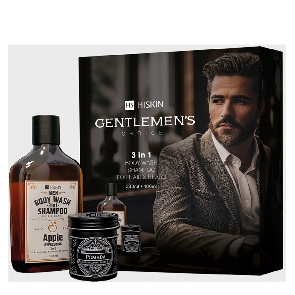 47786141763735216 Gentleman’s Choice zestaw Whisky żel do mycia ciała i szampon do włosów i brody 3w1 Apple 330ml + pomada do włosów i brody 100ml - obrazek 1