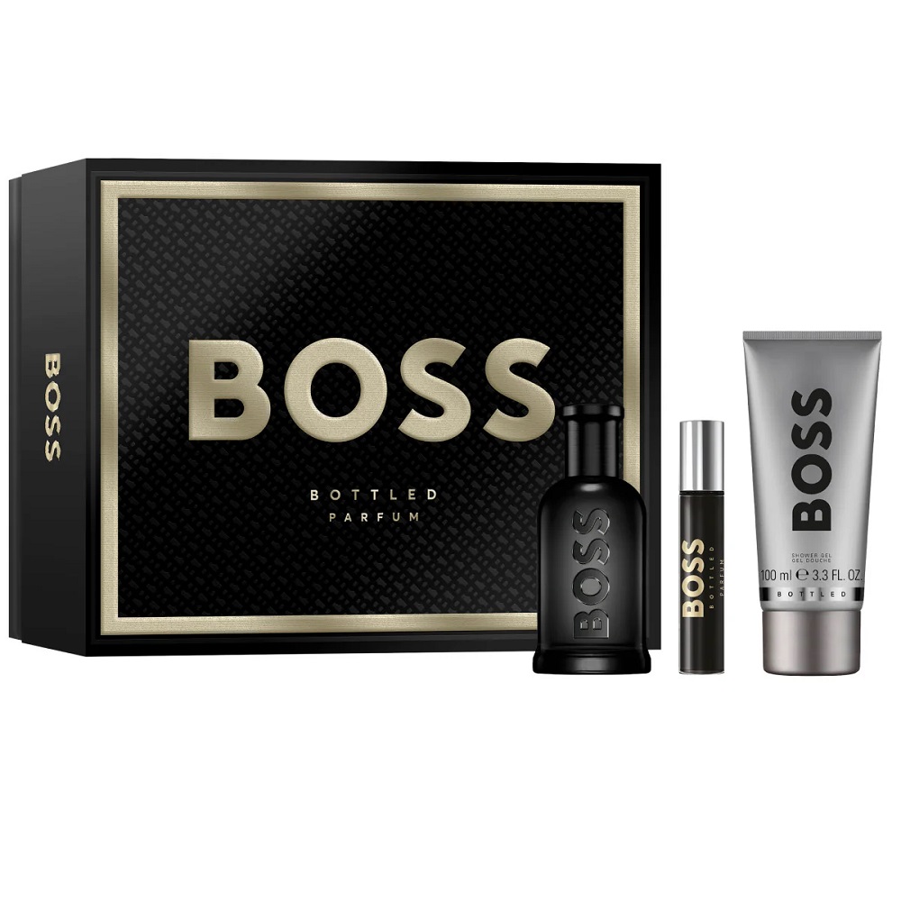48133631765898584 Boss Bottled zestaw perfumy spray 100ml + żel pod prysznic 100ml + perfumy spray 10ml - obrazek 1