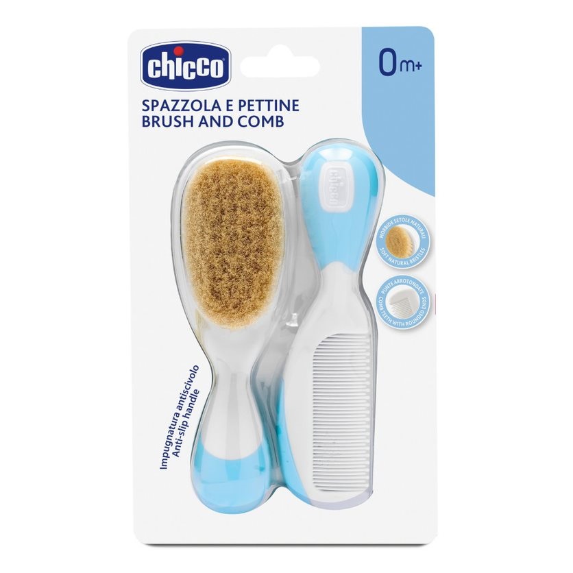 48270881663317396 Brush and Comb zestaw szczotka z naturalnego włosia + grzebyk 0m+ Niebieski - obrazek 1