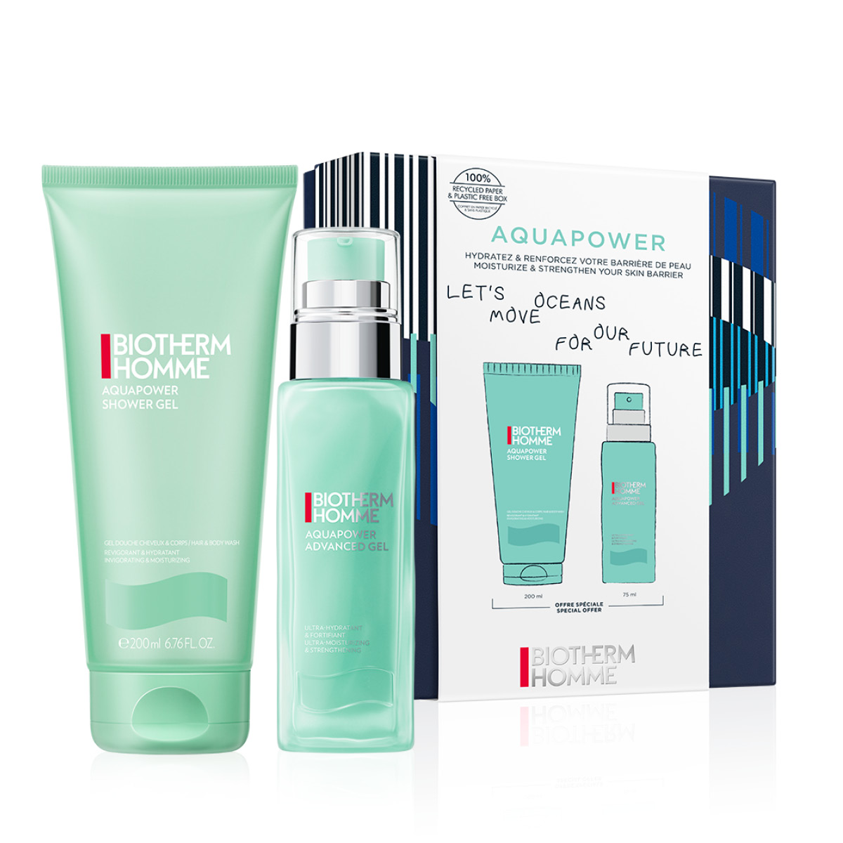48790311663073505 Homme Aquapower zestaw żel pod prysznic 200ml + nawilżający żel do twarzy 75ml - obrazek 1