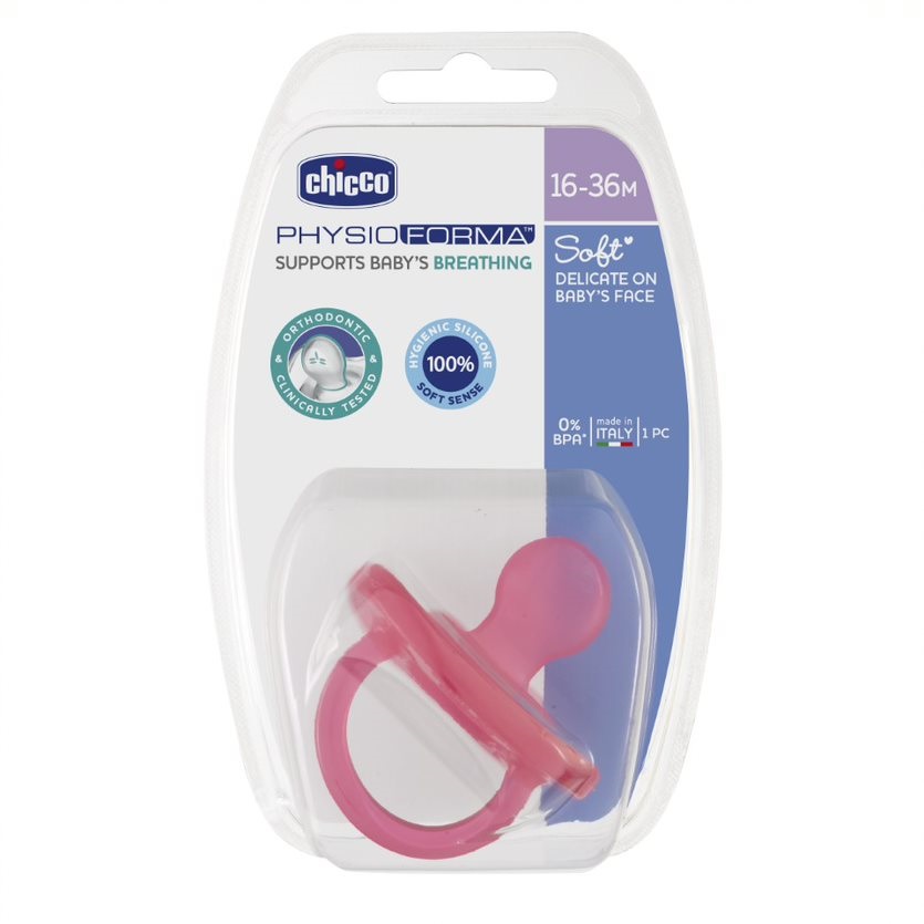48815431663314022 PhysioForma smoczek silikonowy uspokajający Soft 16-36m Różowy 1szt - obrazek 1