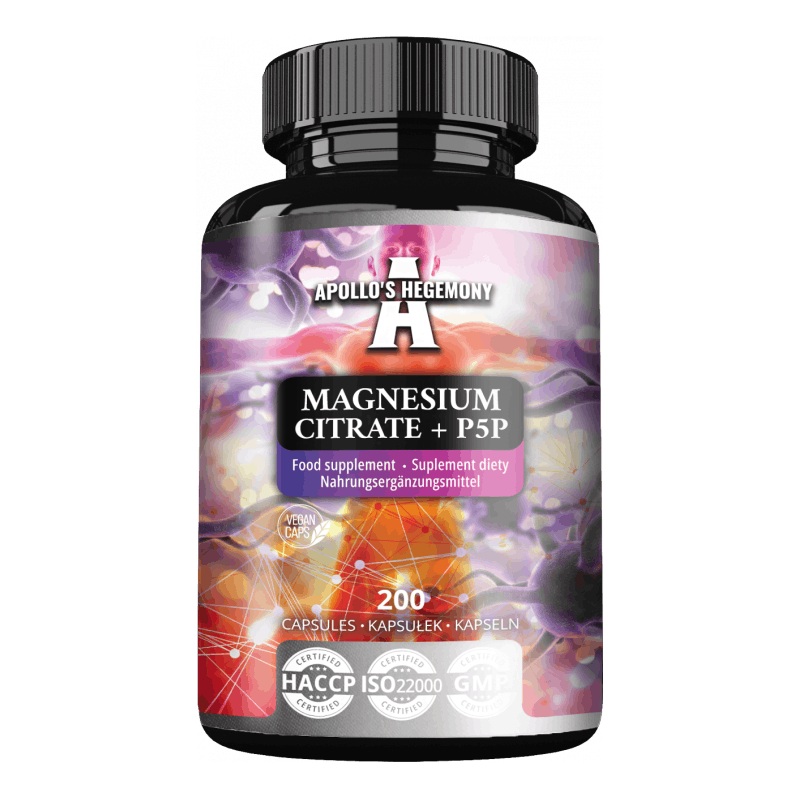 48922671747216372 Magnesium Citrate + P5P suplement diety 200 kapsułek - obrazek 1