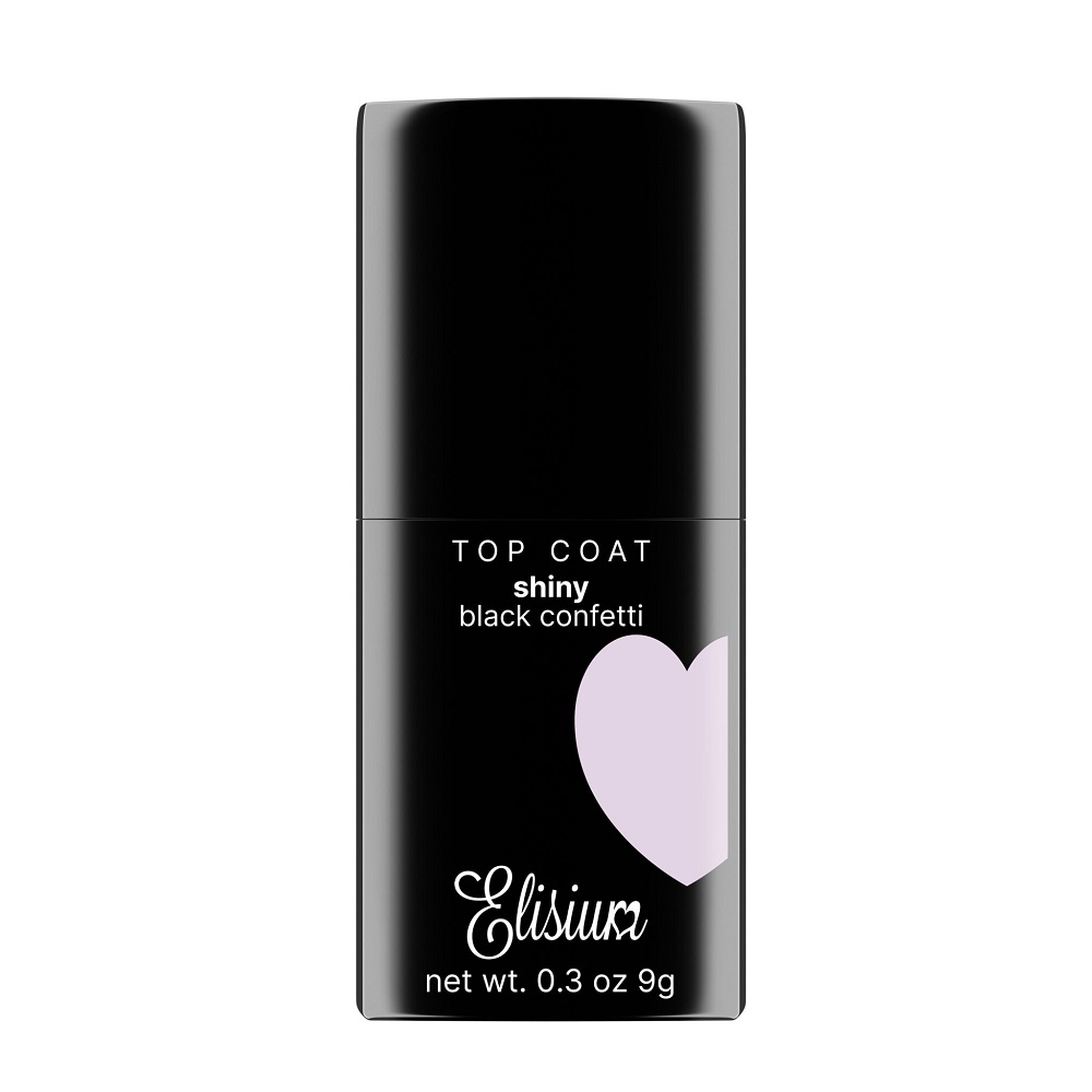 49256701773428304 Top Coat Shiny top do lakierów hybrydowych Black Confetti 9g - obrazek 1