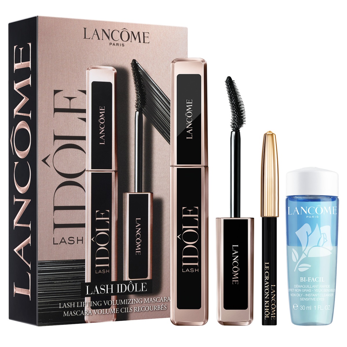 49310011689312273 Lash Idole Mascara Gift Set zestaw tusz do rzęs 01 Glossy Black 8ml + mini kredka do oczu 01 Noir 0.7g + płyn do demakijażu oczu 30ml - obrazek 1