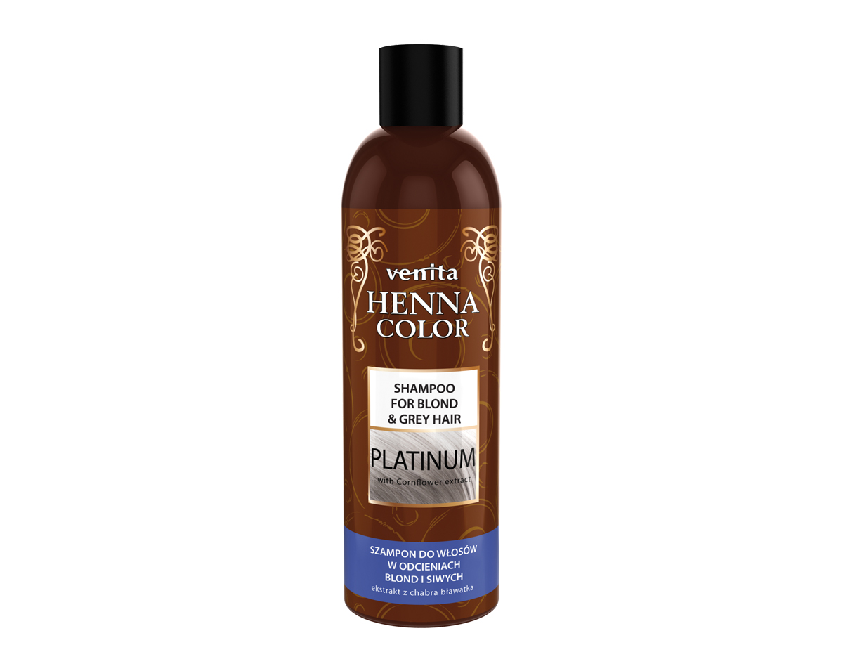 49763011621940172 Henna Color Platinium szampon ziołowy do włosów w odcieniach blond i siwych 250ml - obrazek 1