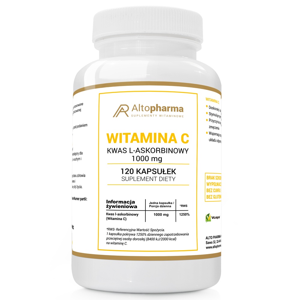 49819141748262438 Witamina C Kwas L-Askorbinowy 1000 mg suplement diety 120 kapsułek - obrazek 1