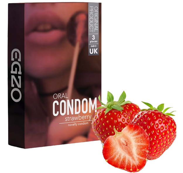 50220011628747658 Oral Condom smakowe prezerwatywy Strawberry 3szt. - obrazek 1